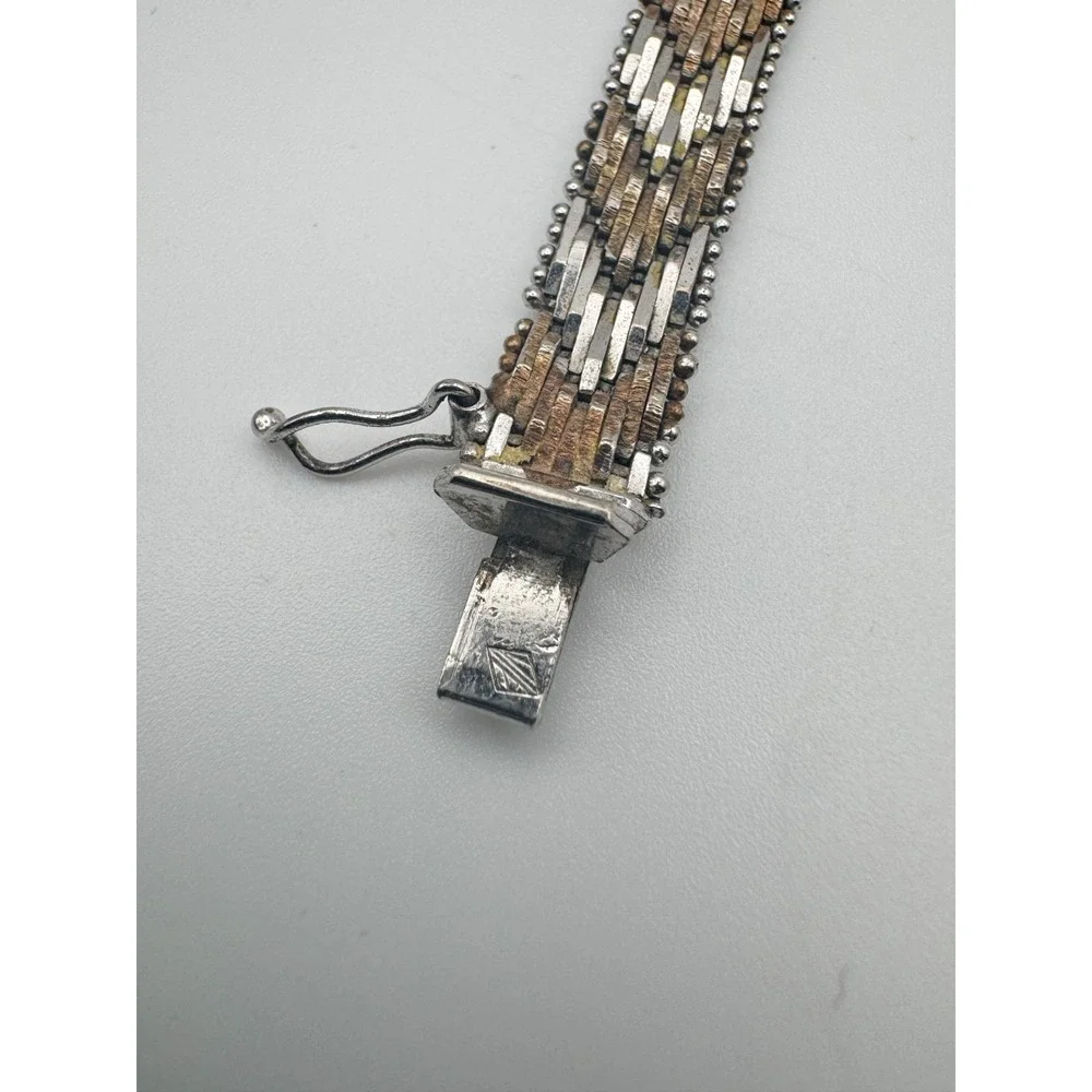 Vintage Milor Bracelet Italy Sterling Silver Riccio Chevron Link 925